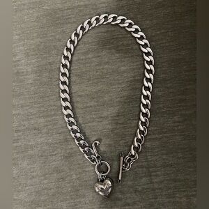 Vintage Silver Juicy Couture Heart Chain Necklace